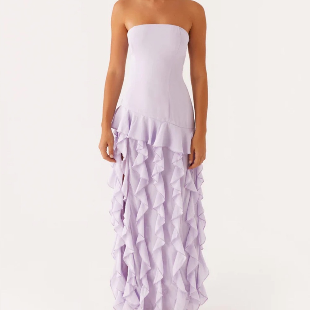 Lavender Strapless Ruffle Dress